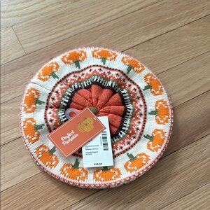 Gymboree Orange Pumpkin Knit Beret 100% cotton 12-24 months